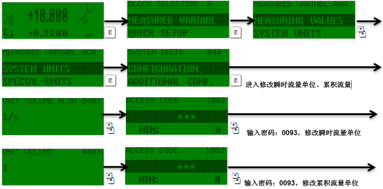 Prosonic 93 单位选择与确认界面