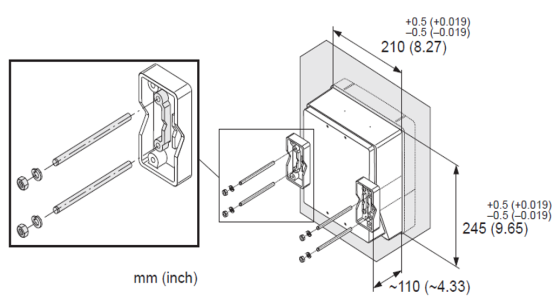 Plano de dimensiones para montaje en columna