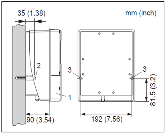 Diagrama de instalación de la carcasa para montaje en pared