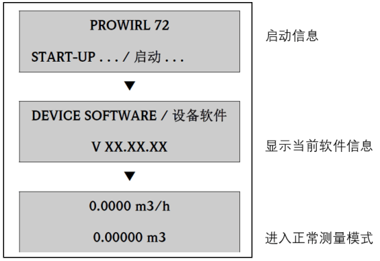 Interfaz de visualización de inicio del Prowirl 72